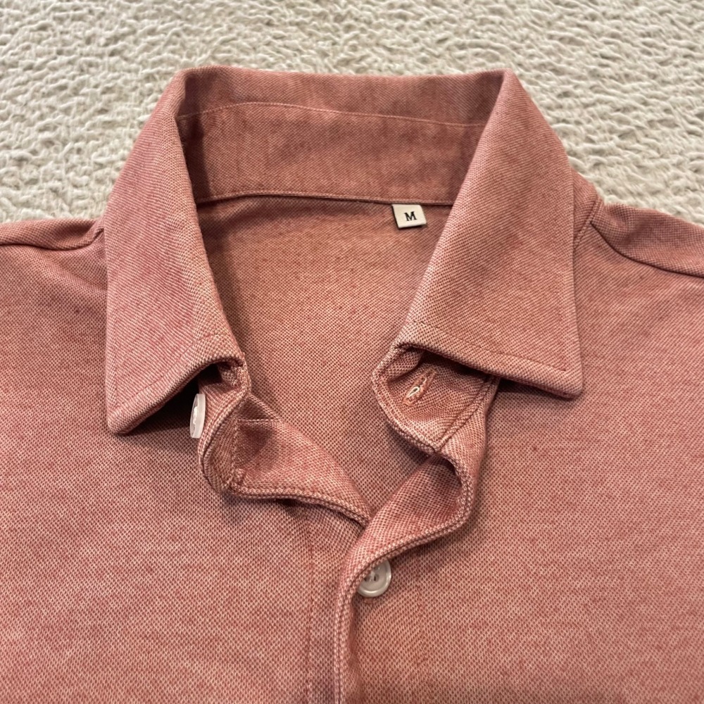 State & Liberty Pique Button Up Shirt Mens M Red Chambray Cotton Modal Athletic - Picture 3 of 9